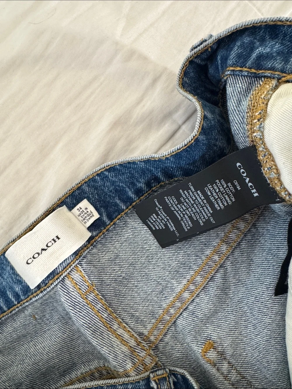 Coach Men's Medium Blue Denim Carpenter skater Shorts with Signature Pocket